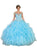 May Queen - Embellished Illusion Off-Shoulder Ruffled Quinceanera Ballgown Special Occasion Dress 4 / Aqua