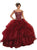 May Queen - Embellished Illusion Off-Shoulder Ruffled Quinceanera Ballgown Special Occasion Dress 4 / Burgundy