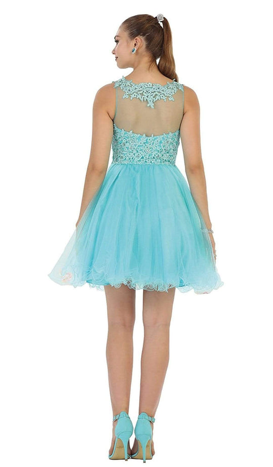 May Queen - Floral Applique A Line Cocktail Dress