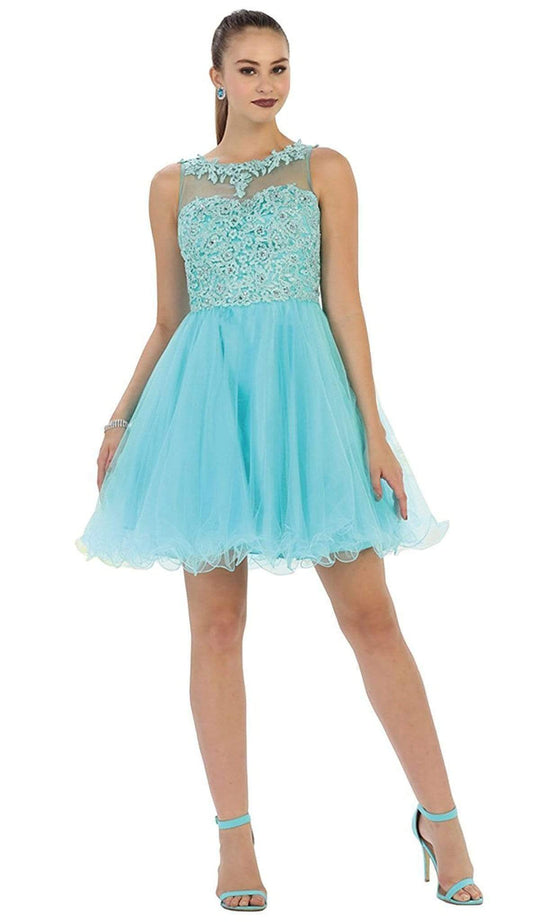 May Queen - Floral Applique A Line Cocktail Dress