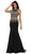 May Queen - Gilt Embroidered Illusion Trumpet Prom Gown Special Occasion Dress 2 / Black