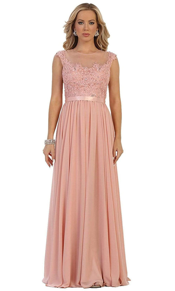 May Queen - Illusion Jewel A-Line Evening Dress - 1 pc Blush In Size 26 Available CCSALE 26 / Blush