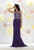 May Queen Jeweled Sheer Halter Sheath Dress MQ1438 CCSALE 10 / Purple