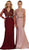May Queen - Lace Bodice Scalloped V-Neck Trumpet Dress RQ7624 CCSALE 14 / Burgundy