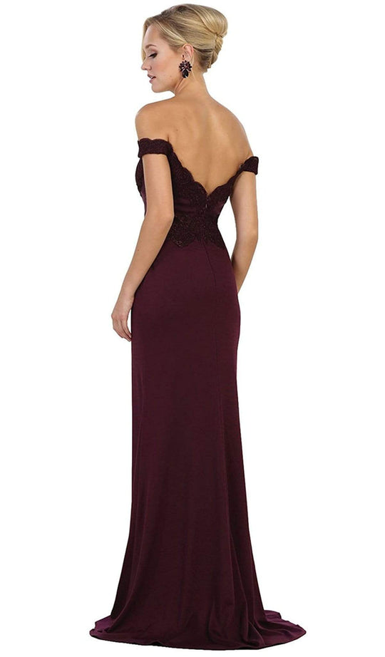 May Queen MQ1529B - Lace Off-Shoulder Sheath Dress