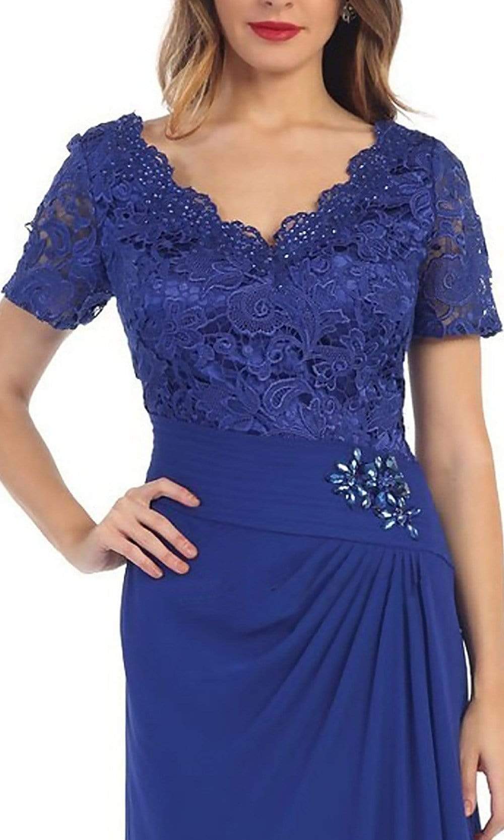 May Queen - Lace Scalloped V-neck Sheath Evening Dress – Couture Candy