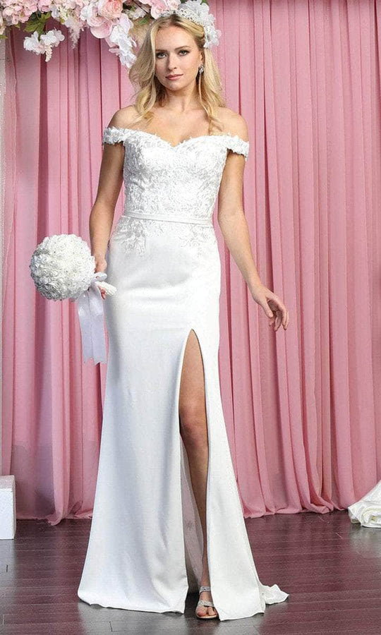 May Queen - Laced Appliqued Wedding Dress RQ7914  - 1 pc Ivory In Size 18 Available CCSALE 18 / Ivory