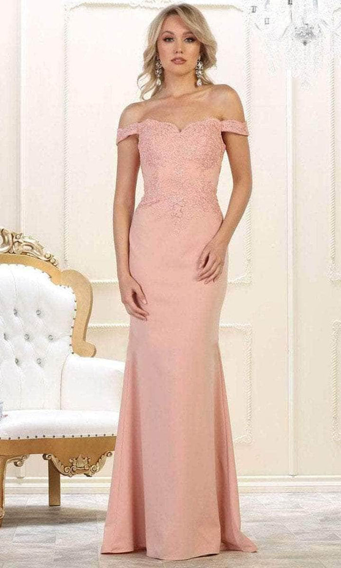 May Queen - Laced Off Shoulder Evening Gown MQ1529  - 1 pc Blush In Size 4 Available CCSALE 4 / Blush