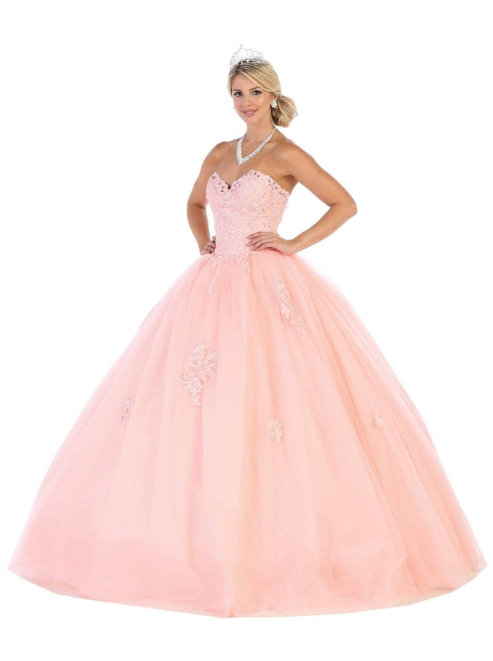 May Queen - LK107 Strapless Scalloped Corset Appliqued Ballgown Couture Candy May Queen - LK107 Strapless Scalloped Corset Appliqued Ballgown Couture Candy