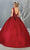 May Queen - LK112 Pearl-Beaded Plunging Bodice Ballgown Quinceanera Dresses