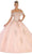 May Queen LK113 - Off Shoulder Floral Applique Ballgown Ball Gowns