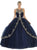 May Queen - LK117 Appliqued Scoop Pleated Ballgown Quinceanera Dresses 2 / Navy/Gold
