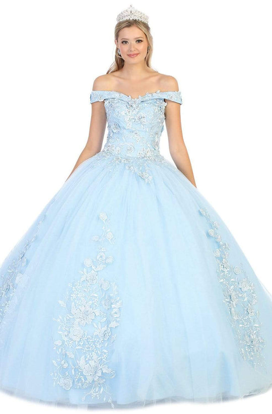 May Queen - LK136 Off Shoulder Rose Appliqued Ballgown
