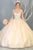 May Queen - LK143 Embellished Wide V-neck Ballgown Quinceanera Dresses 4 / Ivory/Nude