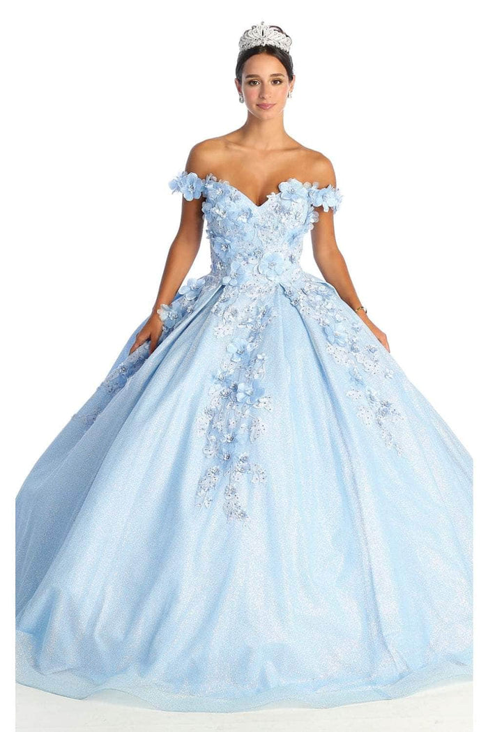 May Queen LK154 - Floral Applique Ballgown Ball Gowns 4 / Baby Blue
