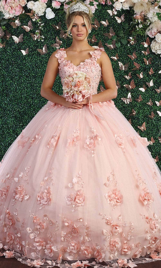 May Queen LK157 - Floral Sleeveless Formal Ballgown
