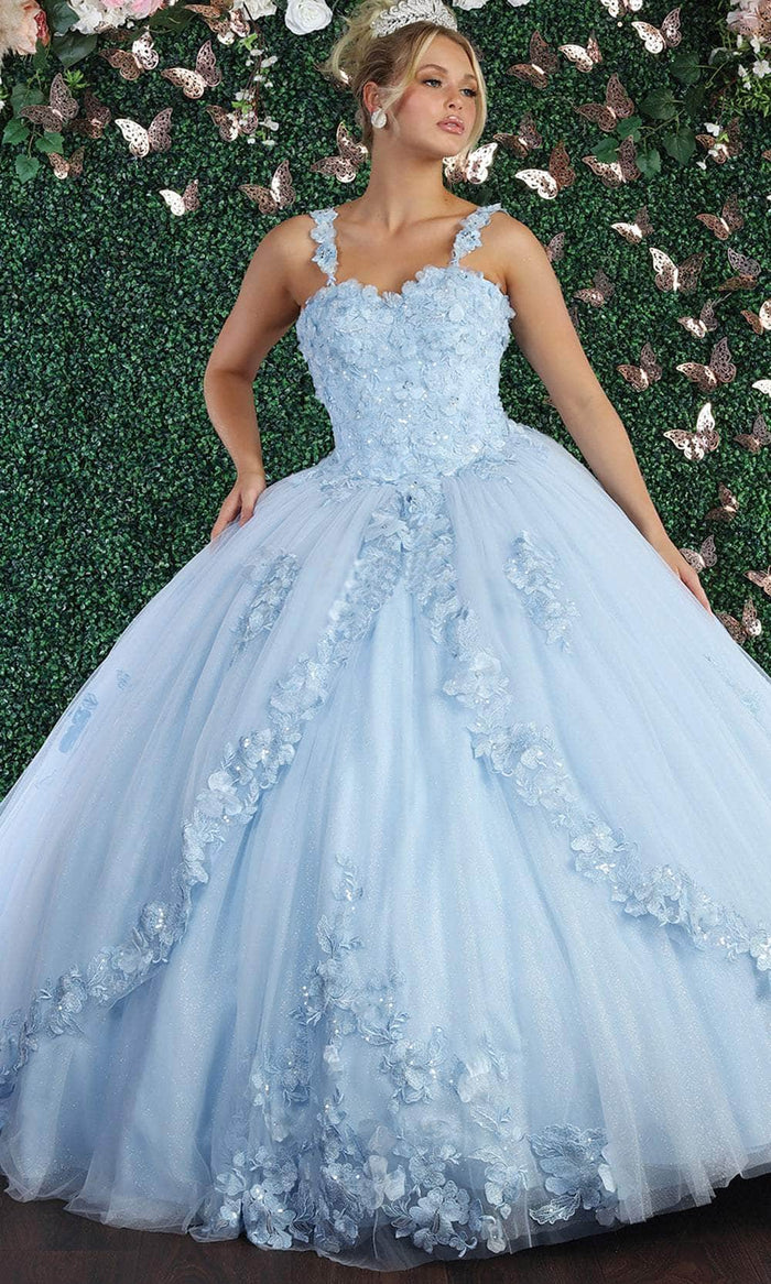 May Queen LK159 - Floral Appliqued Sweetheart Ballgown Ball Gowns 4 / Babyblue