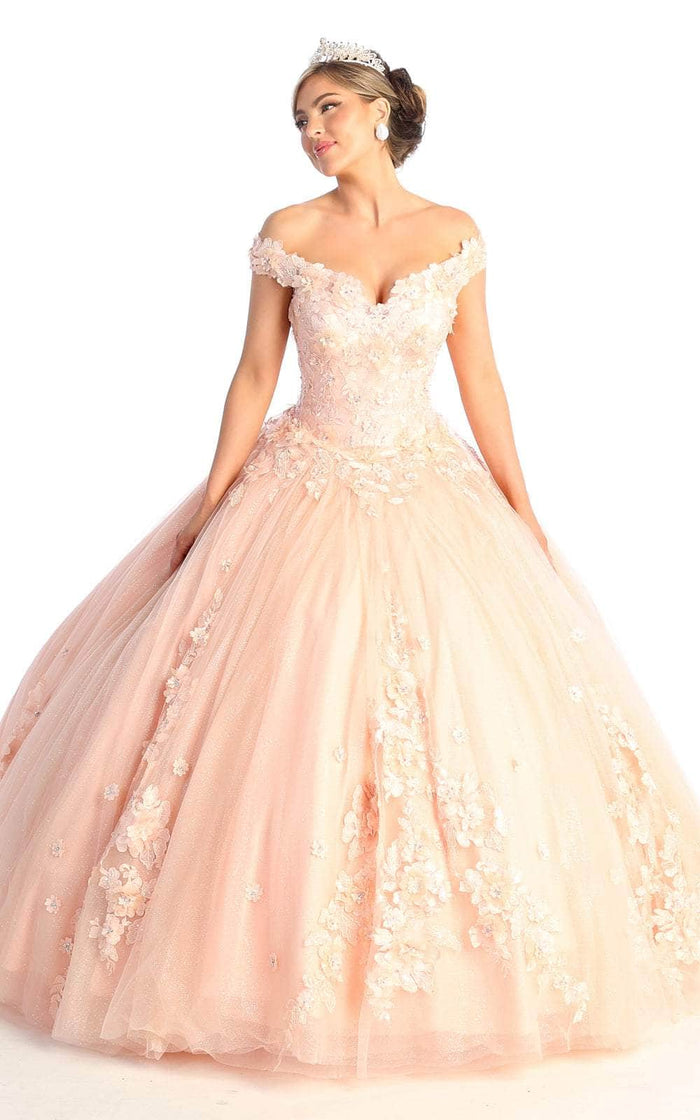 May Queen LK160 - 3D Floral Appliques Sweetheart Ball gown Ball Gowns 4 / Blush/Nude