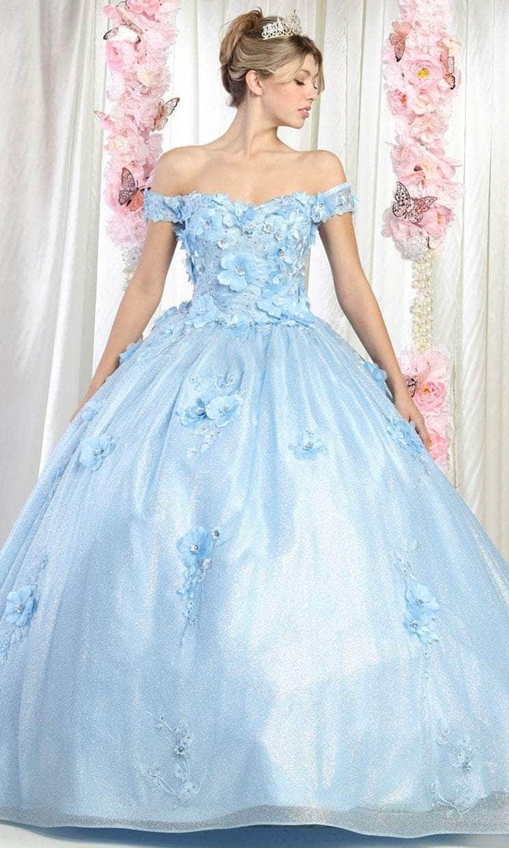 Dancing Queen - 1623 V Neck Floral Glittered Ballgown – Couture Candy