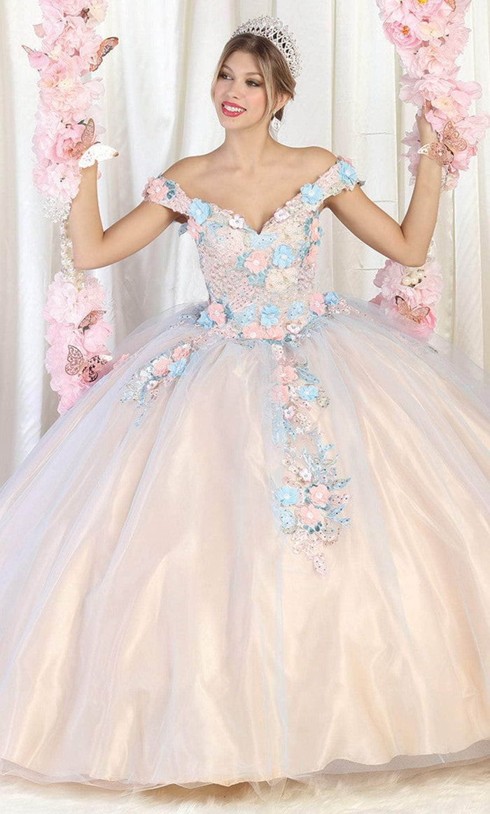 May Queen LK164 - Pastel Blossoms Quinceanera Ballgown Quinceanera Dresses 2 / Blush/Multi