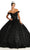 May Queen LK169 - Shimmering Off Shoulder A-Line Gown Ball Gowns 2 / Black