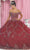 May Queen LK170 - Embellished Off Shoulder A-Line Gown Ball Gowns 4 / Burgundy