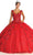 May Queen LK171 - Wide Strap Floral Glitter Ballgown Ball Gowns 4 / Red