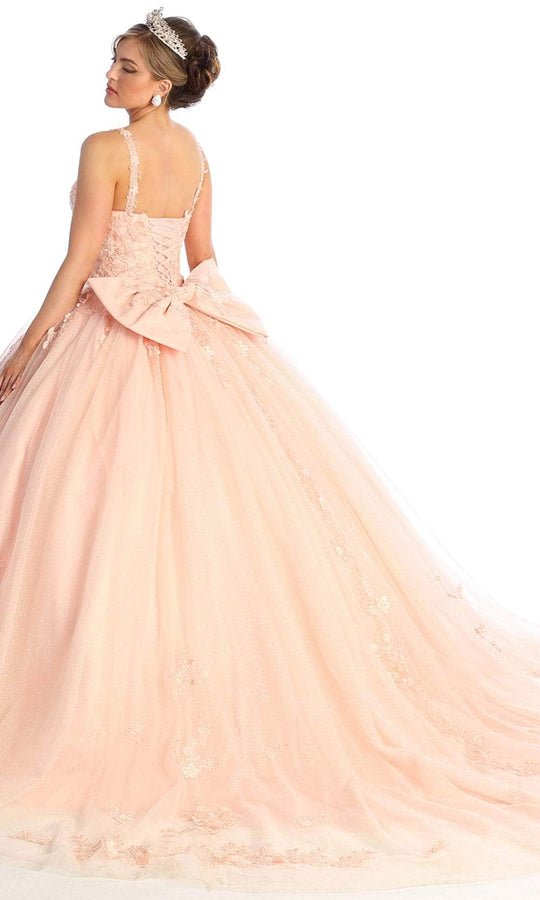 May Queen LK174 - V-Neck Embroidered Prom Ballgown