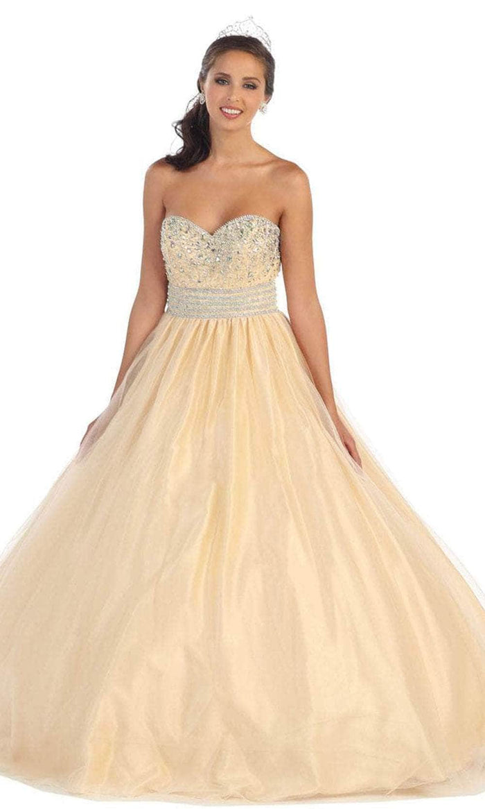 May Queen LK60 - Strapless Embellished Ballgown Ball Gowns 4 / Champagne