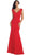 May Queen - MQ-1217 Lace V-neck Trumpet Evening Dress Special Occasion Dress 4 / Red