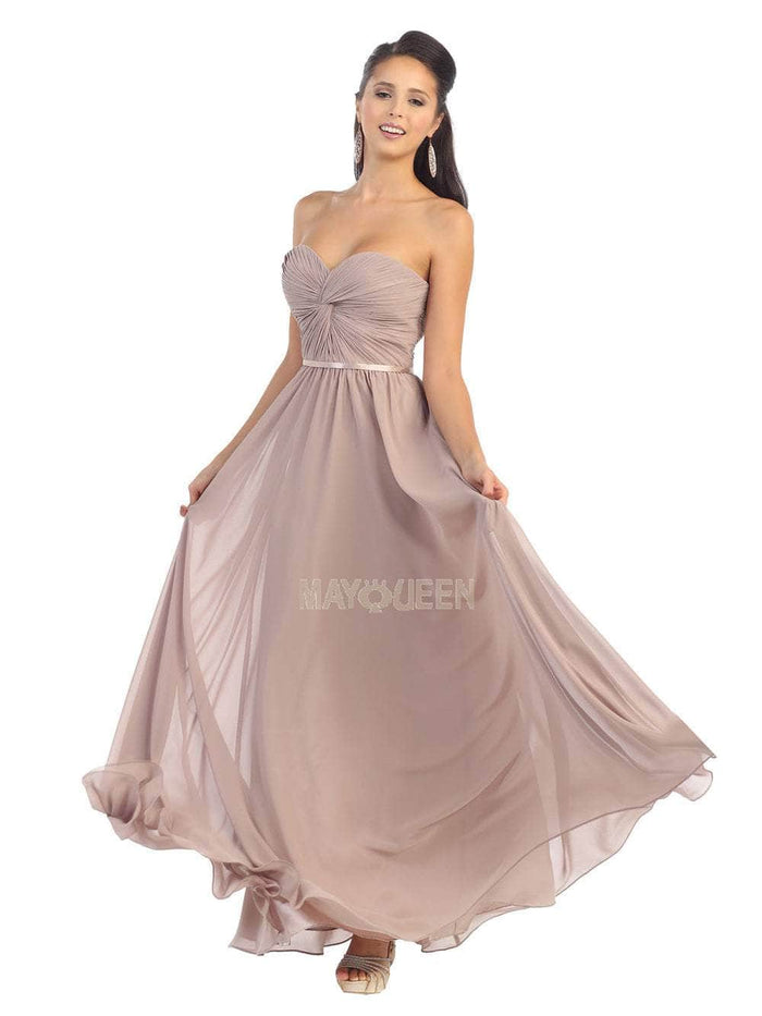 May Queen - MQ1145 Ruched Bodice Sweetheart A-Line Gown Bridesmaid Dresses 4 / Mocha