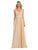 May Queen - MQ1225 Sleeveless Illusion Plunging A-Line Gown Bridesmaid Dresses 4 / Champagne