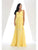 May Queen - MQ1225 Sleeveless Sheer Plunging A-Line Gown Bridesmaid Dresses 4 / Yellow