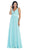 May Queen - MQ1225B Sleeveless Plunging Interweaved Prom Gown Special Occasion Dress 22 / Aqua