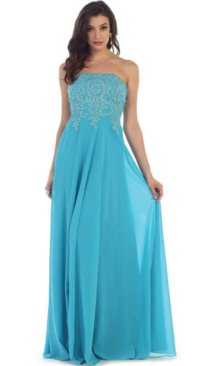 May Queen MQ1277 - Applique A-Line Long Gown Prom Dresses