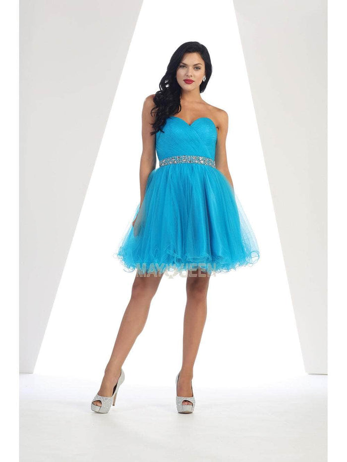 May Queen MQ1283 - Strapless Sweetheart Cocktail Dress Cocktail Dresses 2 / Aqua