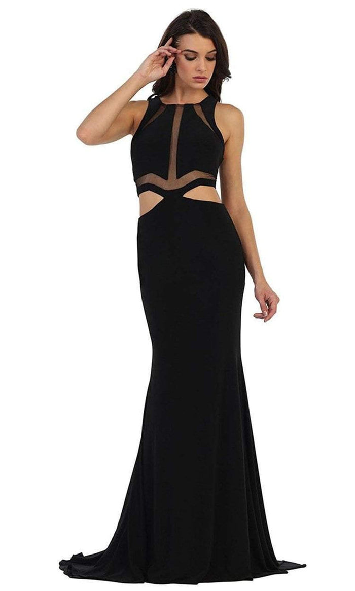 May Queen - MQ1436 Sultry Jewel Paneled Bodice Sheath Gown  - 1 pc Black In Size 2 Available CCSALE 2 / Black