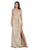 May Queen - MQ1469 Sleeveless V-Neck High Slit A-Line Dress Bridesmaid Dresses 4 / Taupe