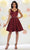 May Queen - MQ1477 Sleeveless V Neck Satin A-Line Cocktail Dress Bridesmaid Dresses 4 / Burgundy
