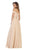 May Queen - MQ1515 Embellished Cold Shoulder Knotted A-Line Gown Prom Dresses 4 / Champagne