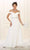 May Queen - MQ1515 Embellished Cold Shoulder Knotted A-Line Gown Prom Dresses 4 / Ivory