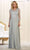 May Queen - MQ1549 Embroidered Long Sleeve Sheath Dress Mother of the Bride Dresses S / Silver