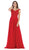 May Queen - MQ1602 V Neck Lace Applique Chiffon Long Formal Dress Formal Gowns 2 / Red