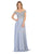 May Queen - MQ1602B Floral Appliqued Off-Shoulder Dress Prom Dresses 22 / Dusty-Blue