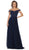 May Queen - MQ1602B Floral Appliqued Off-Shoulder Dress Special Occasion Dress 6XL / Navy