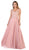 May Queen - MQ1610 Floral Applique V-neck A-line Dress Formal Gowns 4 / Dusty-Rose