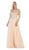 May Queen - MQ1615 Embroidered Long Sleeve Bateau A-line Dress Mother of the Bride Dresses M / Champagne