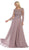 May Queen - MQ1615 Embroidered Long Sleeve Bateau A-line Dress Mother of the Bride Dresses M / Mauve