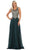 May Queen - MQ1616 Sleeveless Lace Applique Chiffon Long Dress Bridesmaid Dresses 4 / Hunter-Grn