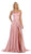 May Queen - MQ1642 Halter Neck Tie String Back A-Line Satin Gown Prom Dresses 2 / Dusty-Rose